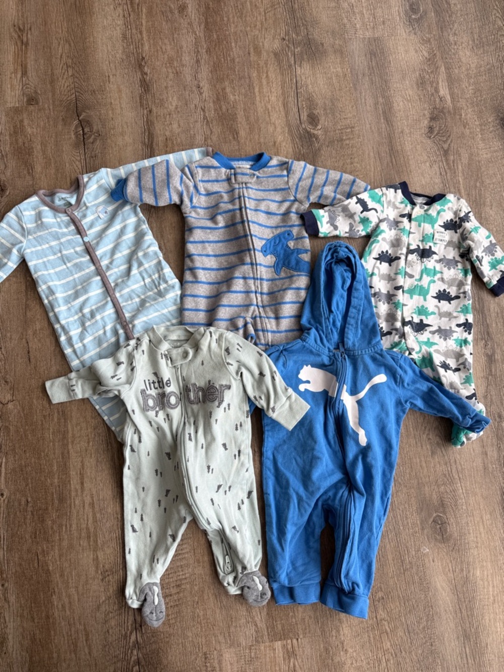 5 Baby Boy 0-3 Months Footies
